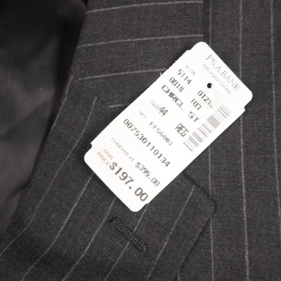 Jos. A. Bank Blazer Classic Charcoal Black Mens 44R 100% Wool 2 Button 100% Wool - Picture 4 of 15